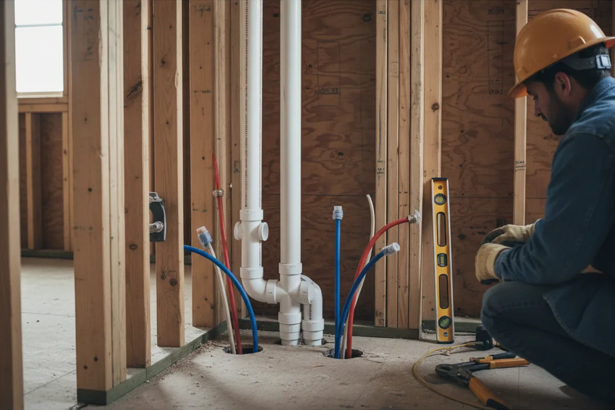 Drain and supply rough-in during Sump Pump Repair in Juntura